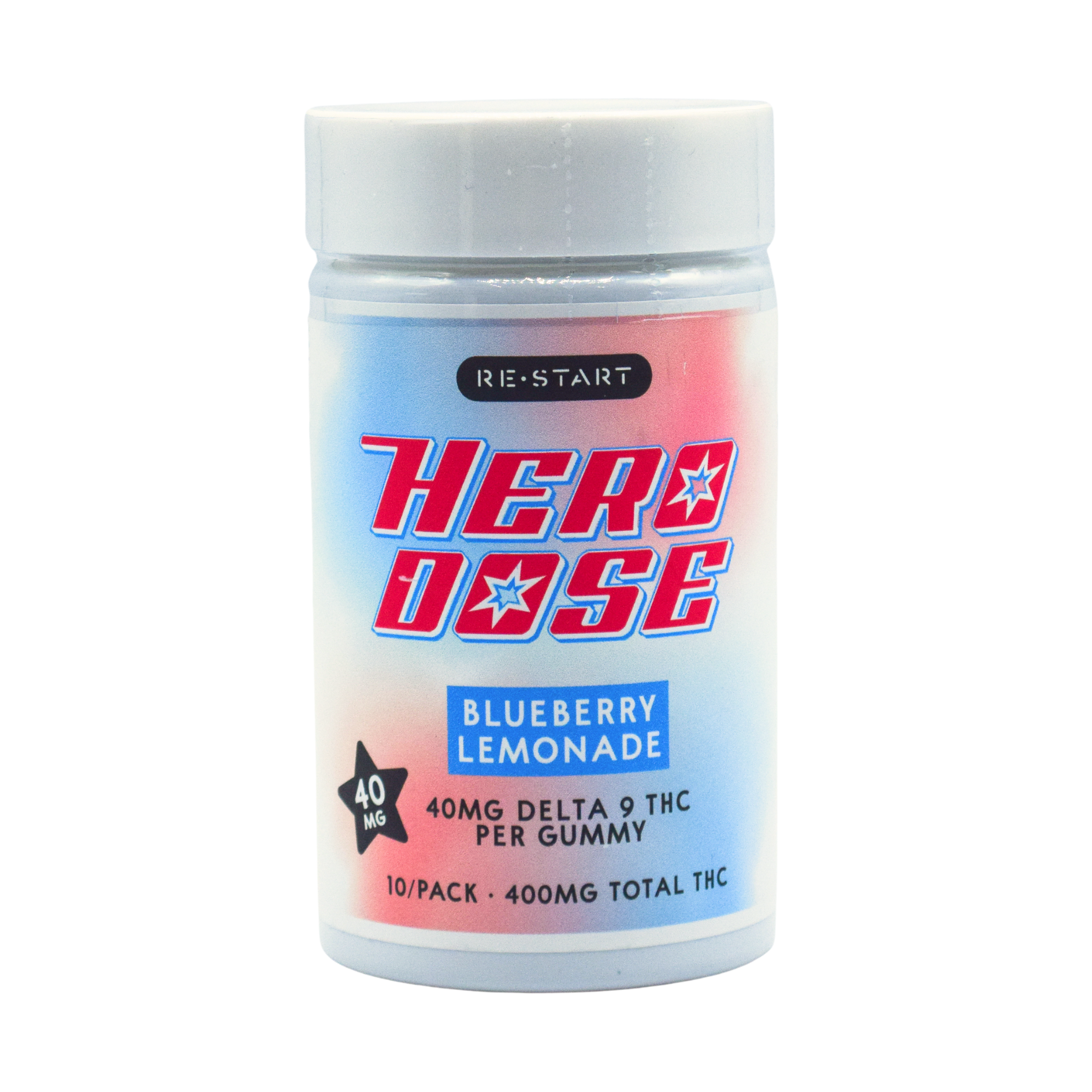 Hero Dose Delta 9 THC 40mg Gummies Blueberry Lemonade / 10-count